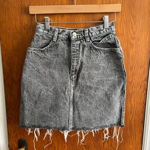 Black acid wash denim mini skirt